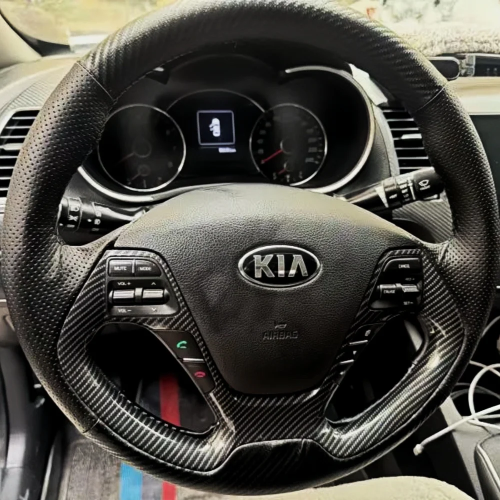 Anpassung Auto Lenkrad Abdeckung Zubehör Hand Nähen Echtes Carbon Faser Leder Für Kia Rio Ceed Cee'd Cerato Forte