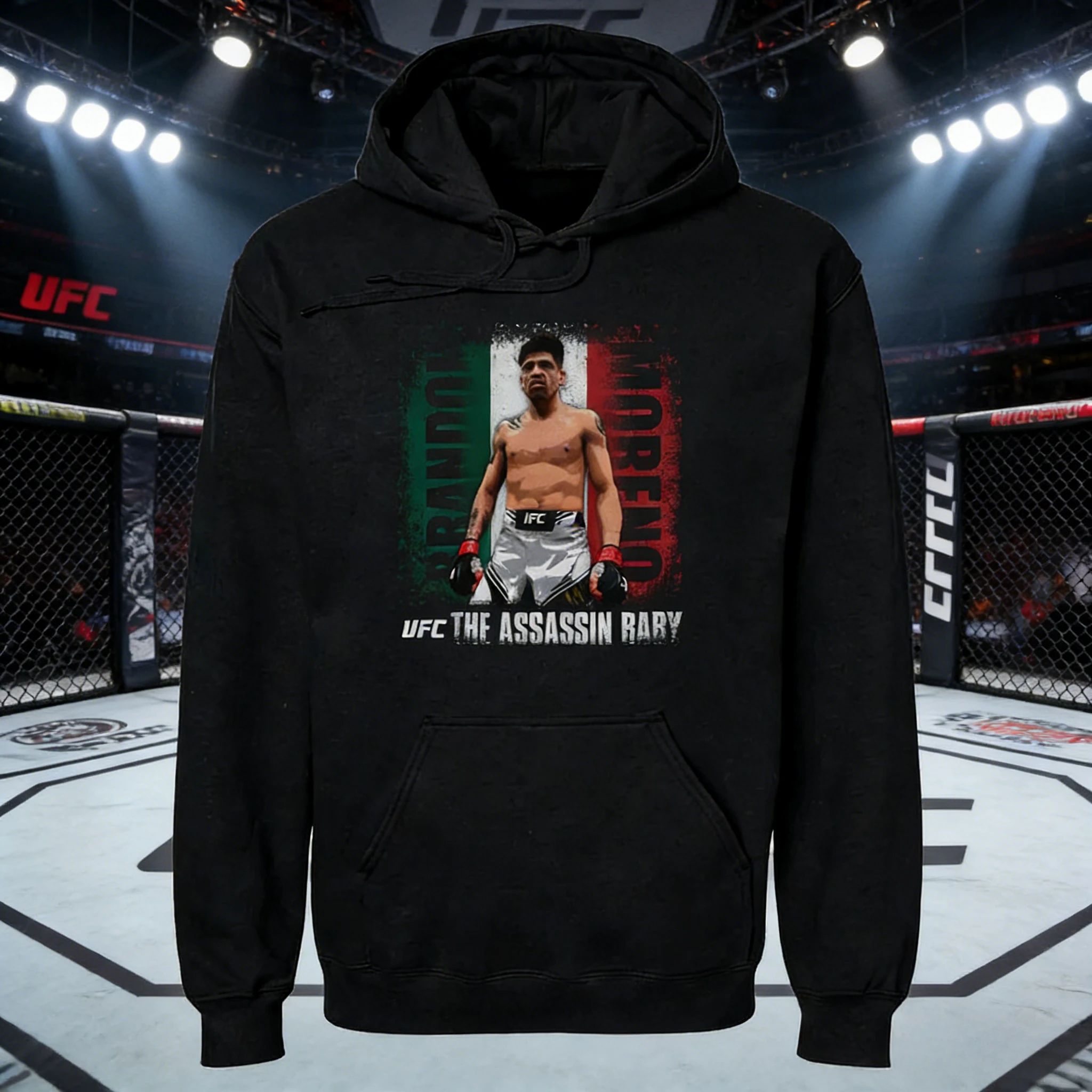 

Осень/зима 2026, UFC Brandon Moreno, боевая толстовка с рисунком, женская модная свободная повседневная хлопковая теплая толстовка, пальто унисекс