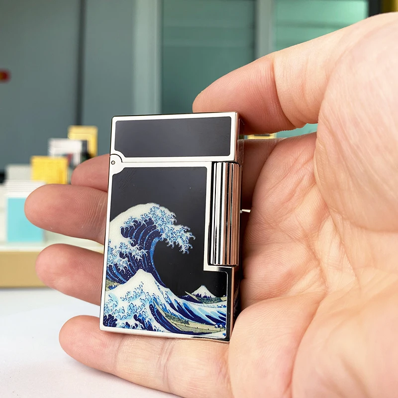 

Новая памятная серия, роскошная зажигалка с одним и двойным пламенем Ping Sound, бутановая зажигалка для курения сигарет с натуральной краской 19016