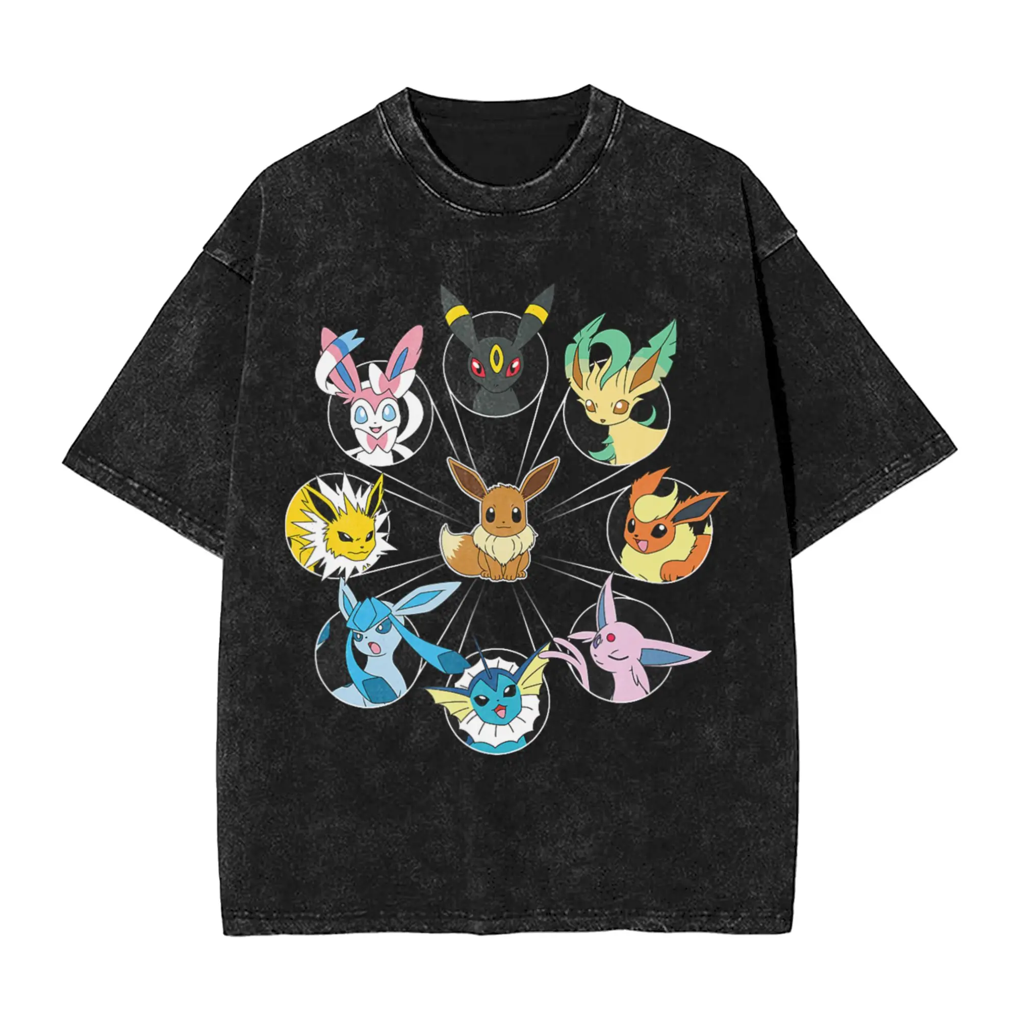 Eevee Evolution Circle T Shirt Men's  100% Cotton Vintage T-Shirt Round Neck  Tee Shirt Short Sleeve Tops Plus Size
