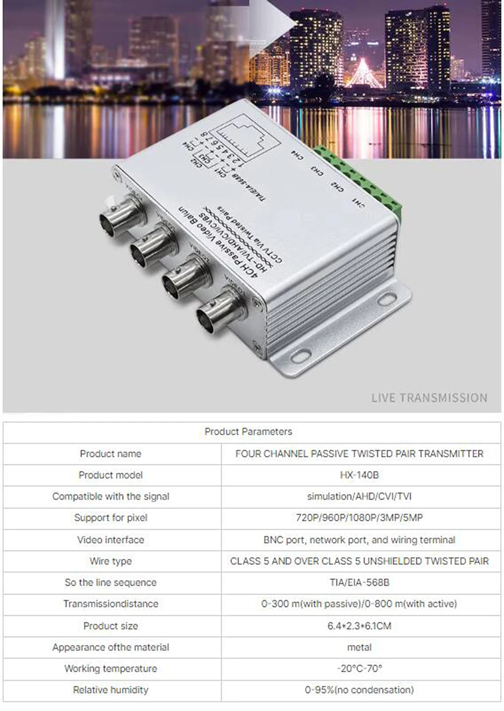 4 or 8 Channel CCTV Passive Video Balun RJ-45 UTP Twisted Pair Cable BNC Output