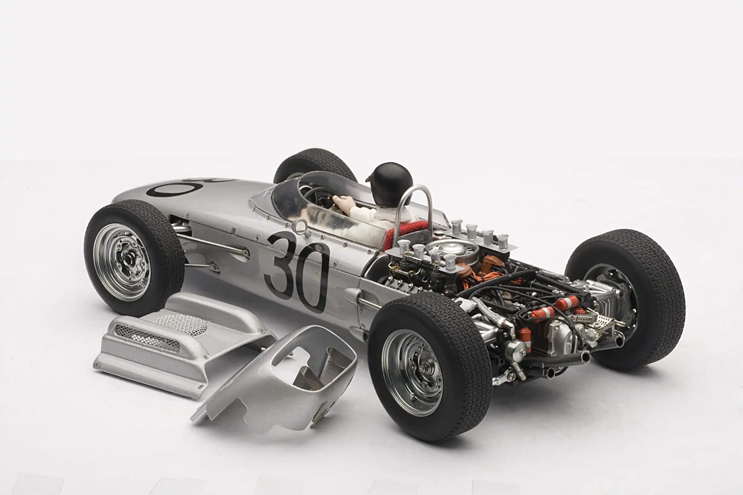 AUTOart Porsche 804 F1 Grande Prêmio de França 1962 # 30 (com estatueta do motorista) Modelo de carro colecionável em liga fundida, escala 1:18