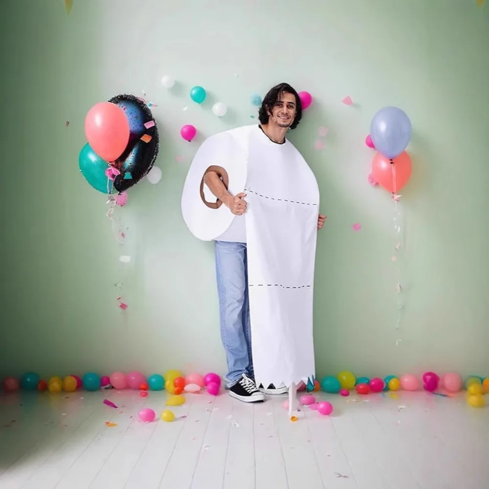 

Хэллоуин ежегодное собрание белый новый забавный костюм из туалетной бумаги для мужчин и женщин макияж пародия туалетной бумаги карнавальный костюм