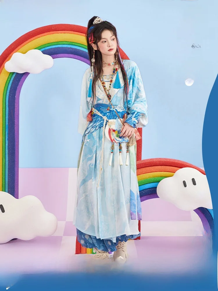 

Thirteen Surplus Small Lotus Seed Rainbow Cloud Fairy Joint Name round Ne Robe Lantern Pants Hanfu Women's Sle Winter