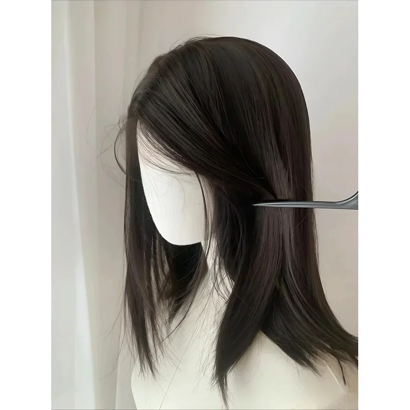 Ashely شعر مستعار قصير طبيعي أسود بني متوسط شعر مستعار قصير دانتيل أمامي شعر مستعار عقال بوب شعر مستعار للاستخدام اليومي 2024 جديد