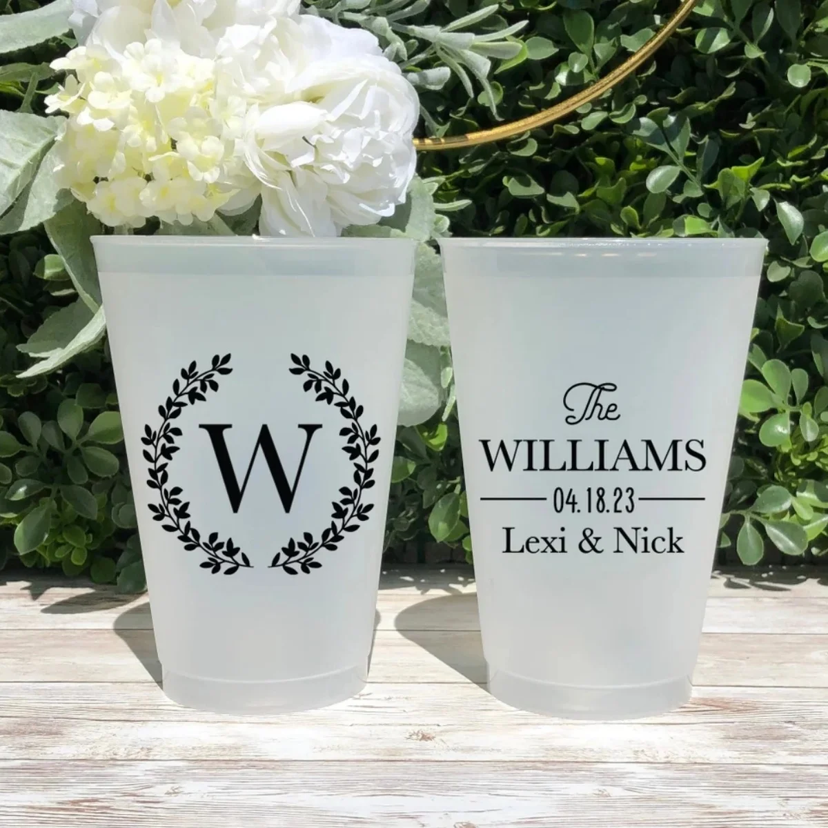 10pcs Custom Frosted Wedding Cups, 5oz, 8oz, 9oz, 10oz, 12oz, 14oz, 16oz, 20oz Personalized Cups, Party Cups, Party Decor