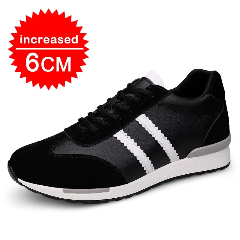 Zapatos de aumento de altura para hombre, plantilla de 7cm, color blanco y negro, calzado deportivo de ocio, diseñador de moda