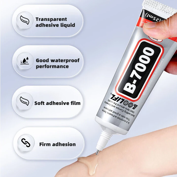 B7000 Glue 50ml x4 Pcs Multipurpose Transparent Adhesive - Precision Applicator for Phone Screen Repair DIY Jewelry Rhinestone