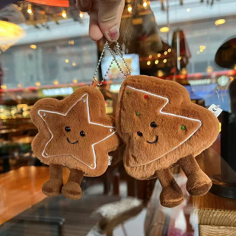 Cute Plush Star Cookies Christmas Tree Cookies Hanging Ornaments Cute Doll Pendant Home Party Xmas Tree Decorations