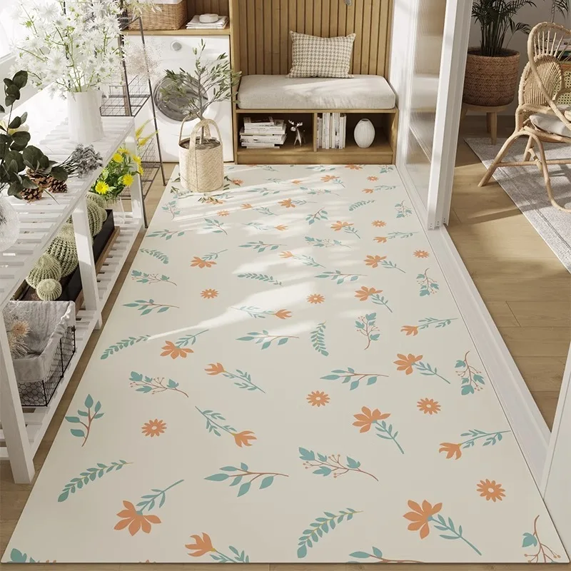 

Balcony Laundry Room Floor Mat Small Fresh Kitchen Carpet Waterproof Sunscreen Washable Rug PVC Leather Mats Ковер Cocina 러그