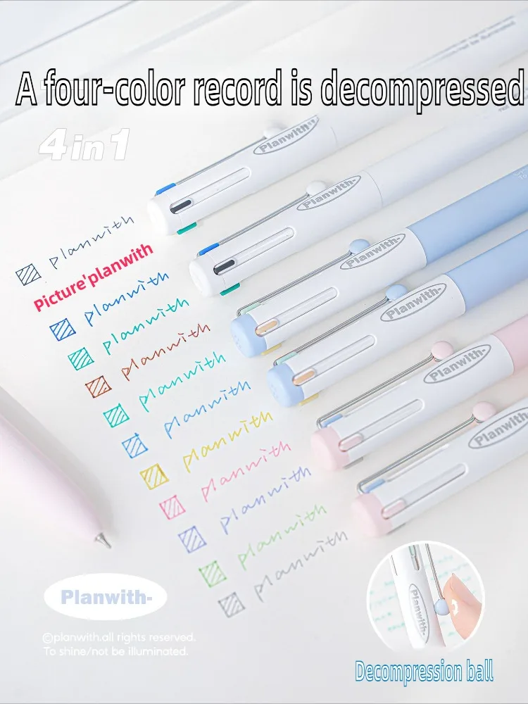 

12/4 Colors Click Gel Pen 4 in 1 Multi Functional Retractable Ballpoint Pen for Taking Journal Writing School Office Supplies
