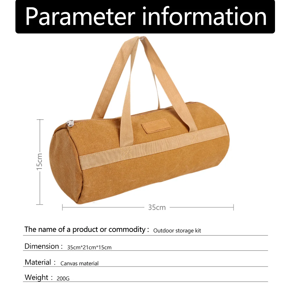 Cylinder Tools Storage Bag Large Capacity Thickened Camping Tent Peg Bag Sundries Storage Bag Tool Bag Travel Supplies