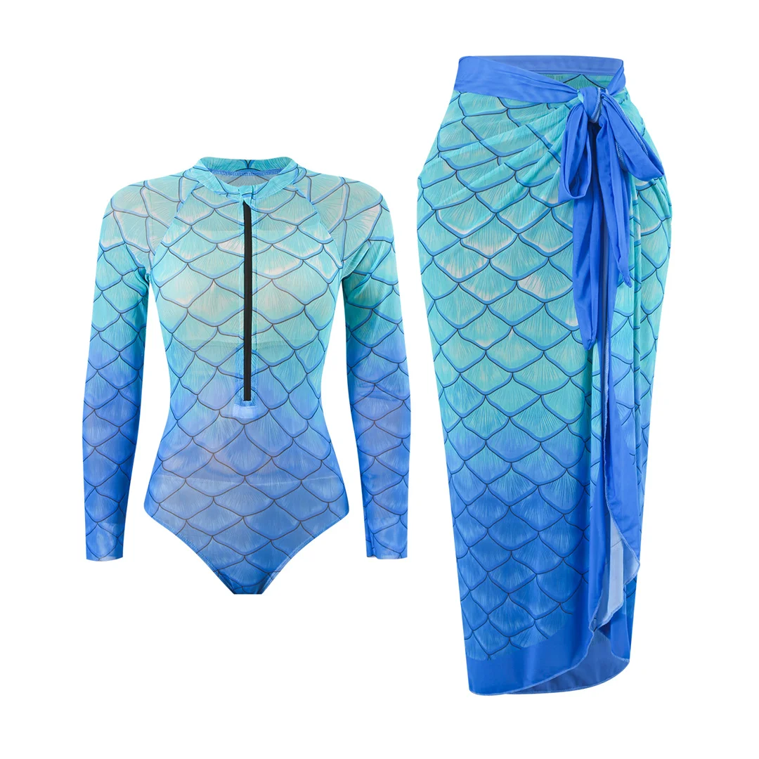 S - XXL Neu mit Hose, langärmelig, mit Reißverschluss, bedruckt, einteiliger Badeanzug, Damen-Badebekleidung, gepolsterter Badeanzug, Badeanzug, Schwimmanzug V7337 – Detail 26