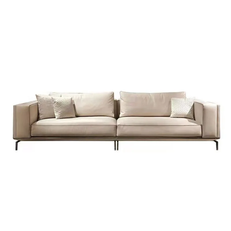 

Italian sofa, light luxury living room first-layer cowhide combination, modern minimalism
