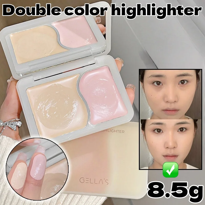 

Gella's Two-color Highlighter 8.5g, Natural and Long-lasting Matte, Three-dimensional Brightening of Facial Depressions