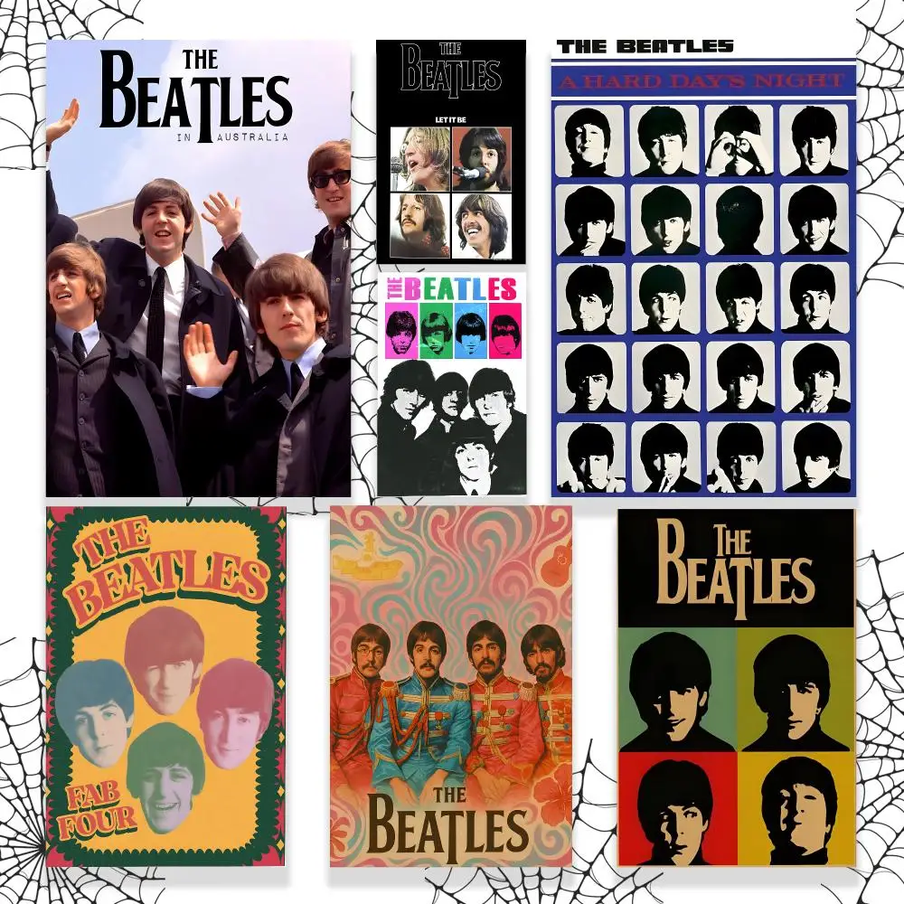 Affiche graphique murale de groupe The Beatles, impression sur papier PP imperméable HD, pour chambre à coucher, salon, bureau, décoration, cadeau