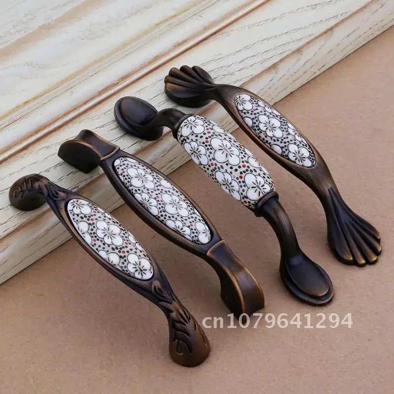 

Coffee Ceramic Handle Kitchen Cabinet Handles Drawer Knobs Zinc Alloy Furniture Handle Cabinet Pulls Cupboard Handles and Knobs