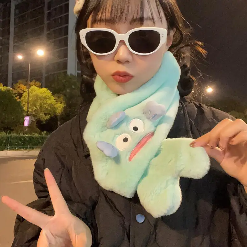 サンリオ ハンギョドン 冬綿ぬいぐるみ指掛けネックかわいい手袋暖かい防風防寒厚手手袋女の子の誕生日プレゼント