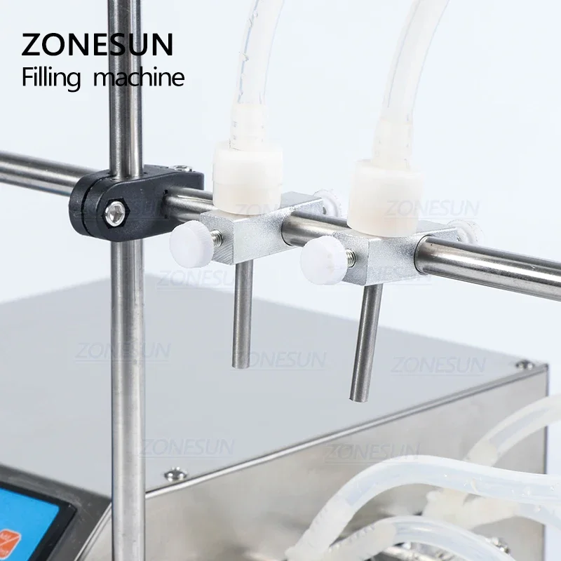 ZONESUN Double Nozzles Semi-automatic Perfume Essential Cosmetic Liquid Water Bottle Peristaltic Pumb Filler Filling Machine