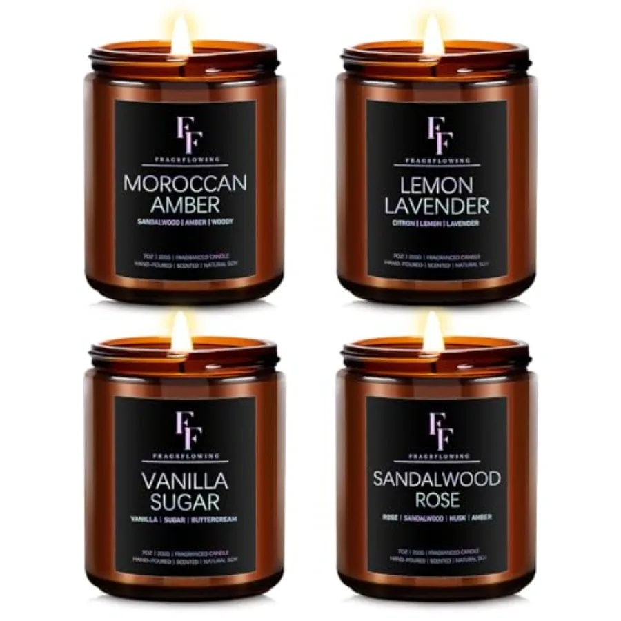 

Scented Candles for Home Scented Aromatherapy Candles 4 Pack 28 Oz Soy Wax Candle Gift Set Valentine's Day Gift for Women Men L