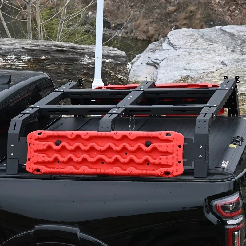 

2025 4WD Accessories Pickup Offroad Parts 4x4 Universal Adjustable Aluminium Roof Truck Bed Rack with Integrated Tail Lights