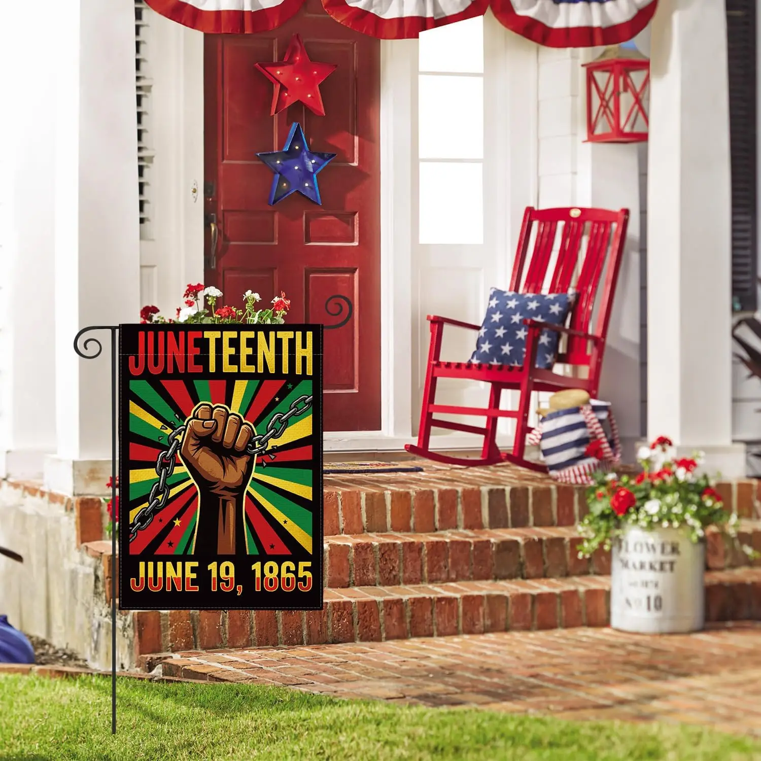AVOIN colorlife Black Raised Fist Juneteenth 1865 Garden Flag 12x18 Inch Double Sided Outside, African American Liberation Y jjp