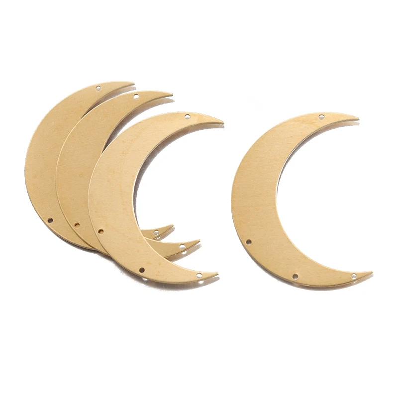 6pcs Raw Brass 34x46mm Large Crescent Moon Connector Pendant Stamping Charms For DIY Earrings Necklace Jewelry Making Crafts