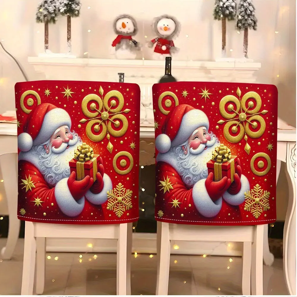 VIKAMA merry christmas reindeer forest chair covers stretch removable washable xmas home decoration 2/4/6 pcs set