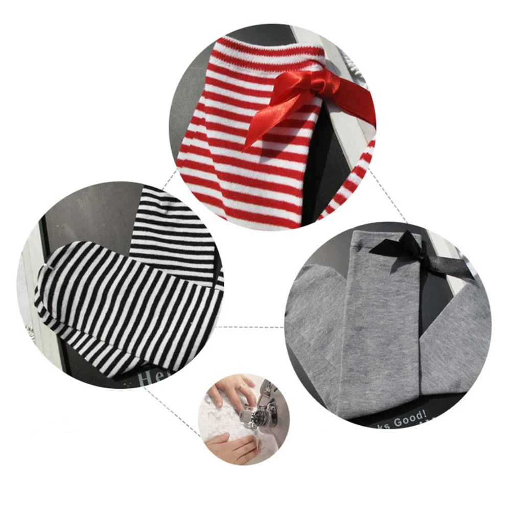 

1 Pair Butterfly Knot Long Black White Premium Cotton Over Knee High For Girls 1-8 Years Thigh Socks Striped Stockings Kids Bow
