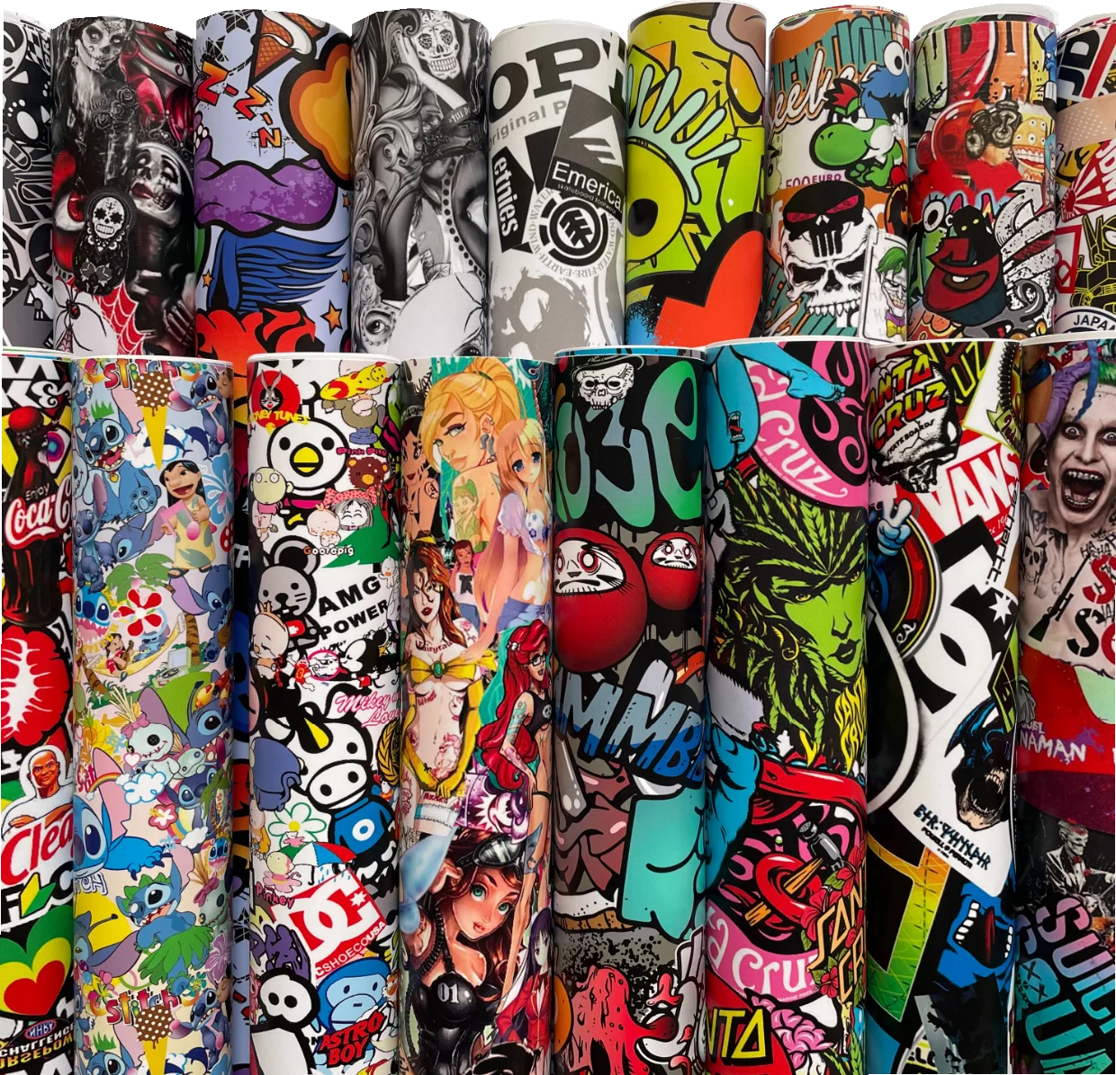 Cartoon Graffiti Vinyl Film Self-Adhesive Car Sticker Packaging Foil Motorcycle Bike Laptop Skin DIY Wrap Film