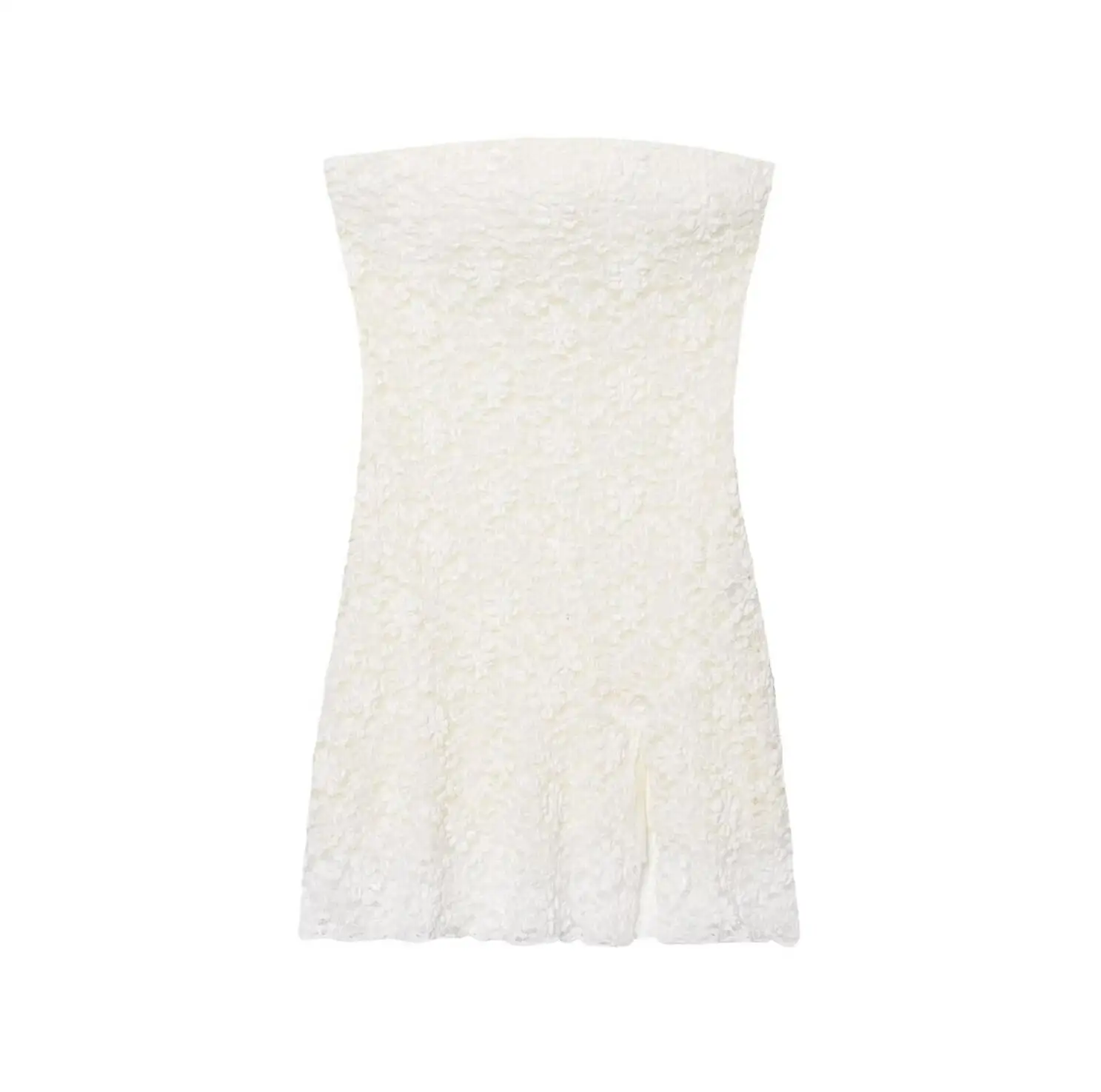 2025 مثير بيج أسود شير الجاكار الدانتيل فستان بدون حمالات المرأة الجانب سستة منخفضة الخصر شق هيم صديرية دائرية رداء قصير