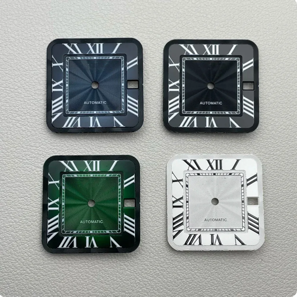 27mm S Logo NH35 Dial Square Roman Santo S Dial for NH35 Automatic Movement Black Blue Hands NH35 FCK 9-5 Dial Watch Accessories