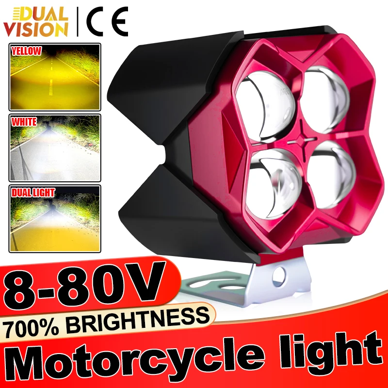 

Dualvision 1PC 4X4 Off LED Motorcycle Lights High Low Beam Bar 3 Modes Fog Driving Led Work Light Auto ATV Moto Lamps 12V 24V