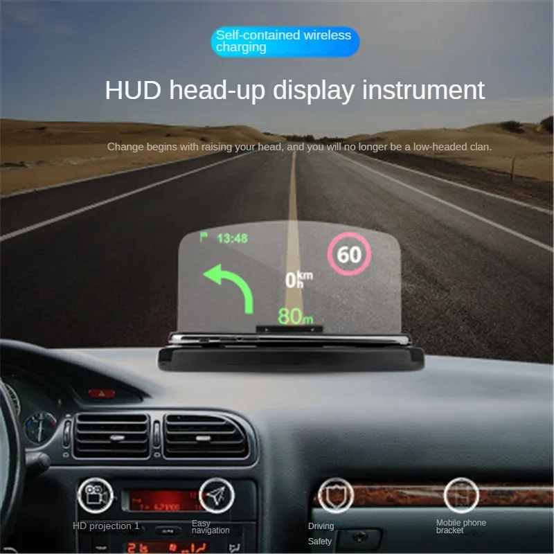 

Wireless Charger Head-up Display HUD Car Universal Navigation Car Mobile Phone Bracket Rechargeable Navigation Projector