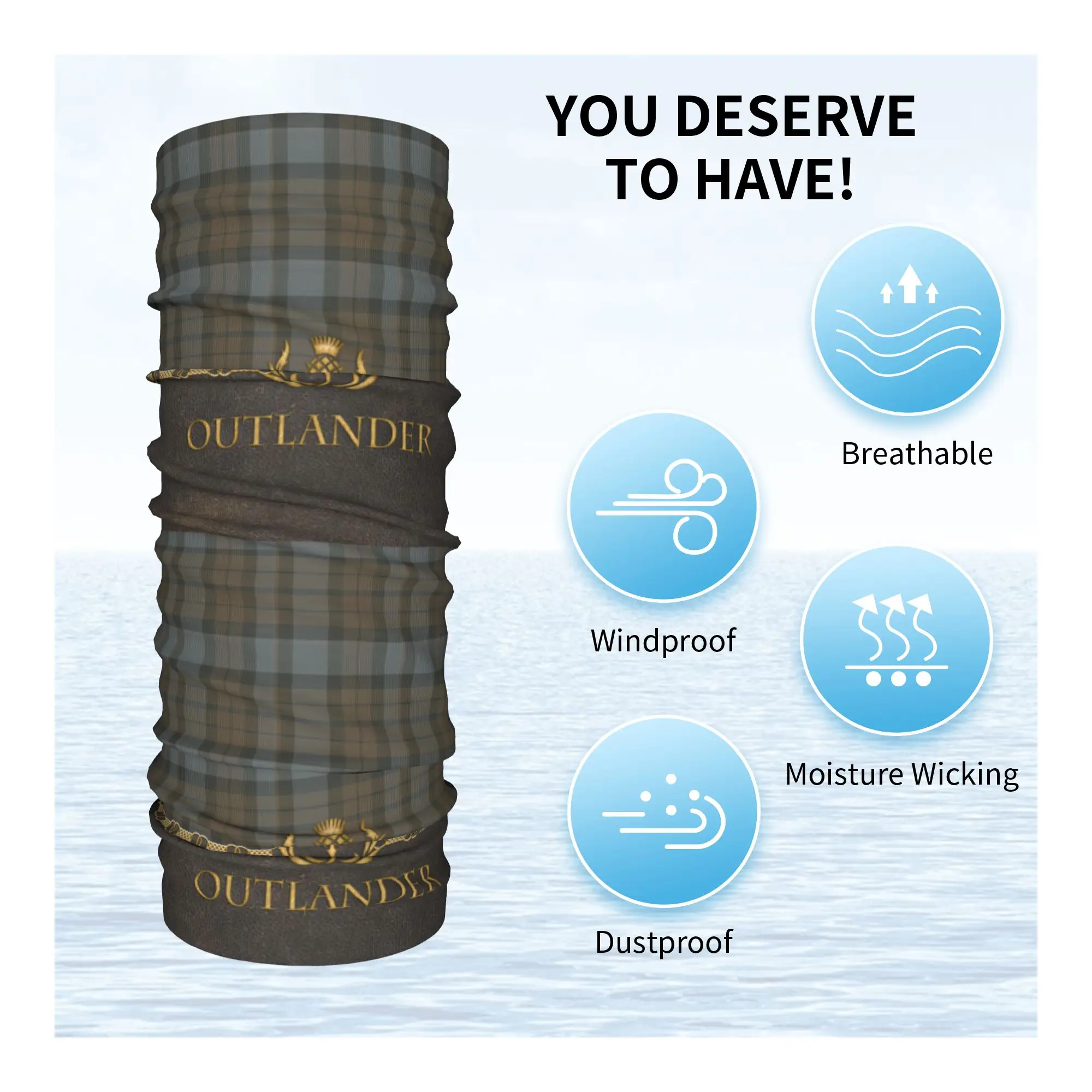 Sciarpa per il viso avvolgente antivento con motivo Bandana in pelle e tartan Outlander per scaldacollo con trama a quadri scozzese da sci