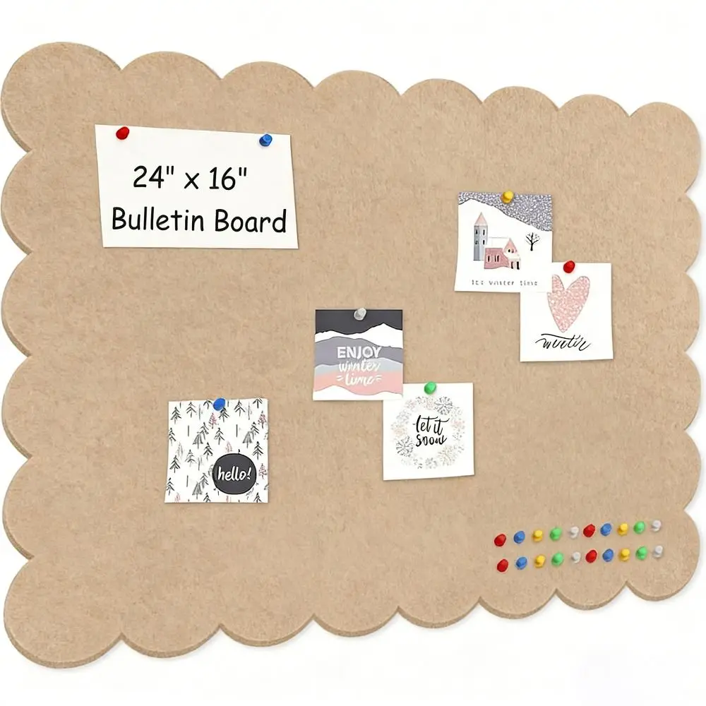 Felt Bulletin Board Multi-Use Large pin Board Scalloped Edges with Double Sided Adhesive Decorative Panel