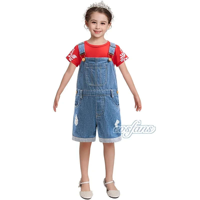Conjunto de película para niña, disfraz de Lilo & Stitch, camiseta de manga corta + pantalones con tirantes de vaquero, traje de bebé para niño