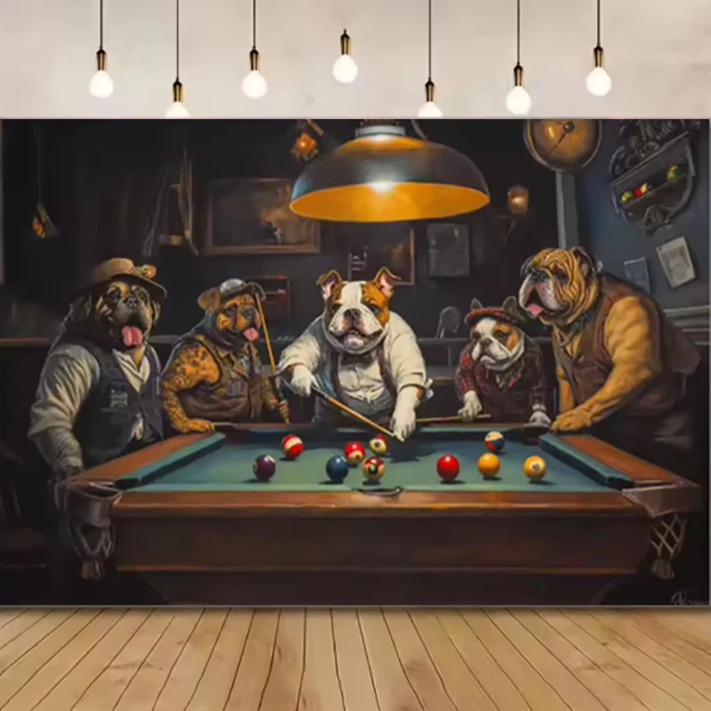 5D Diy Diamond Painting Bulldog Dogs Playing Billiard Mosaic Full Drill Square Round Cross Stitch Kits Embroidering Home Decor