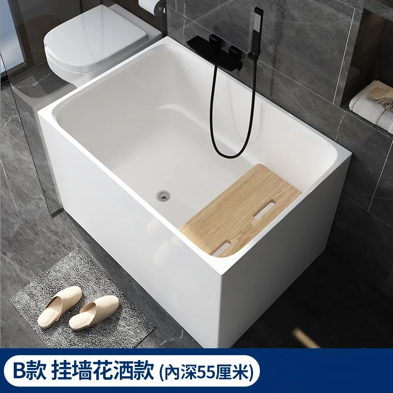 Acrylic square Japanese small unit bathtub with detachable seat plate, inner depth 60/55cm, mesh red deep bubble bathtub