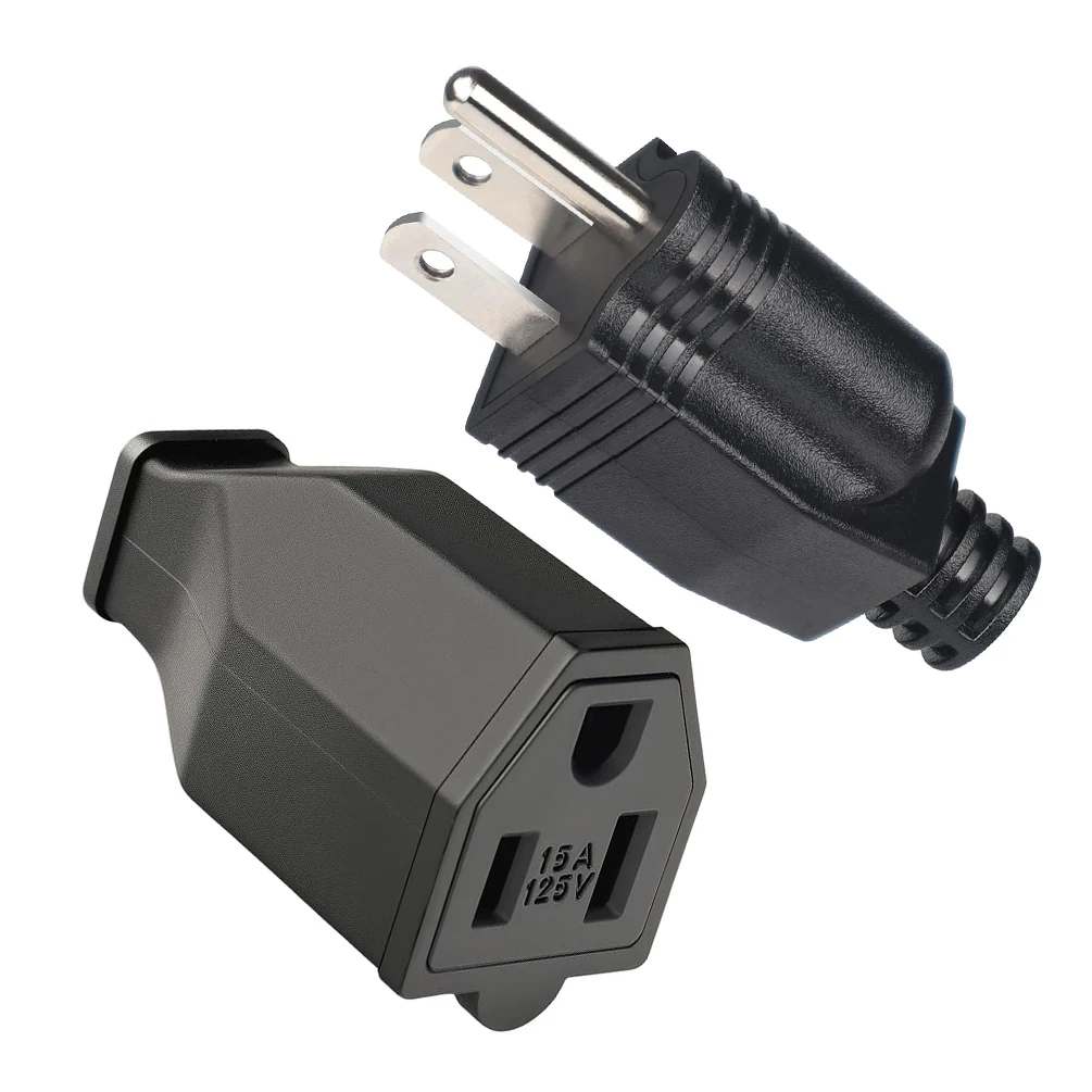 5‑15P Straight Blade Male Grounding Plug 125V 15A 2‑Pole 3‑Wire Durable PVC Replacement Plug For Extension Cord End Power Cable