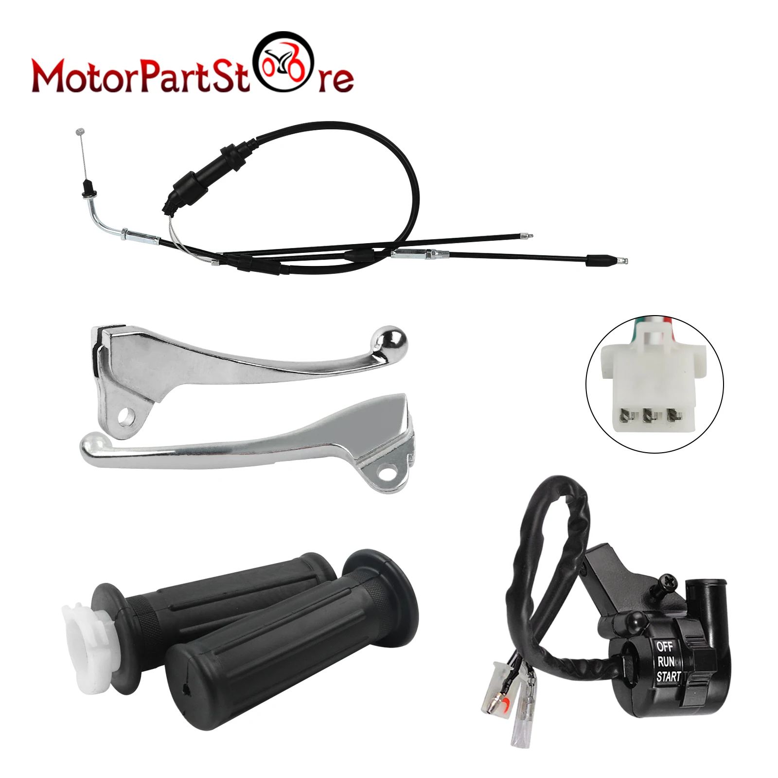 Throttle Cable Throttle Housing Start Switch Handle Grips Brake Lever Kit for Yamaha PW50 PY50 Peewee Y-Zinger 50cc Dirt Bike