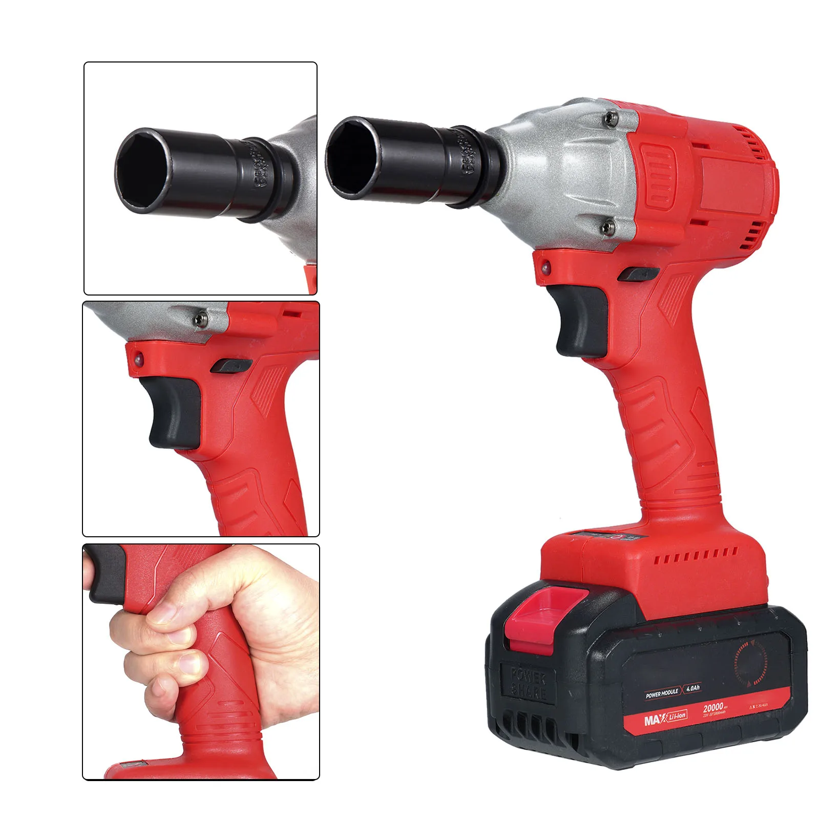 مفتاح ربط بدون فرش لاسلكي 21 فولت، ظرف 1/2 بوصة 320N. طقم مفاتيح ربط كهربائية محمولة بقدرة 1980 وات، مفك براغي كهربائي متغير السرعة