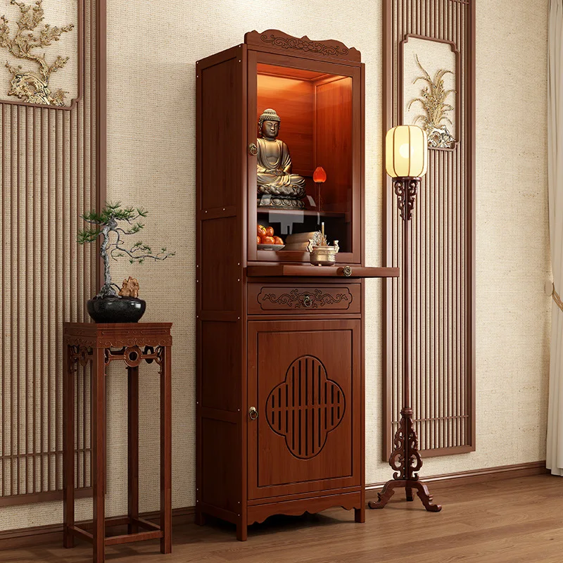 

New Chinese Style Buddhist Niche Cabinet Offering Table for Guanyin Wealth God Statue Home Non-Solid Wood Incense Altar