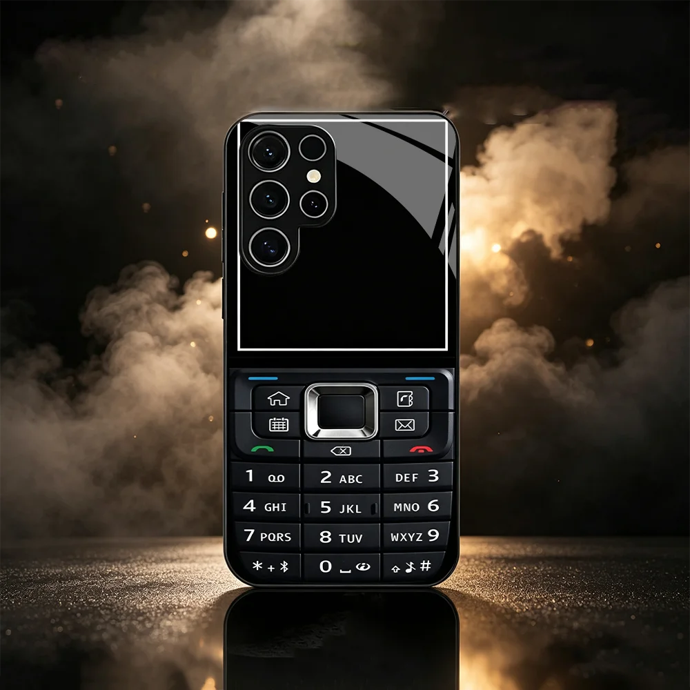 Vintage Old Button Keypad Mobile Design 2D Glass phone case for Samsung Galaxy S26 S25 S24 S23 S22 Ultra FE Plus Anti-Drop Shell