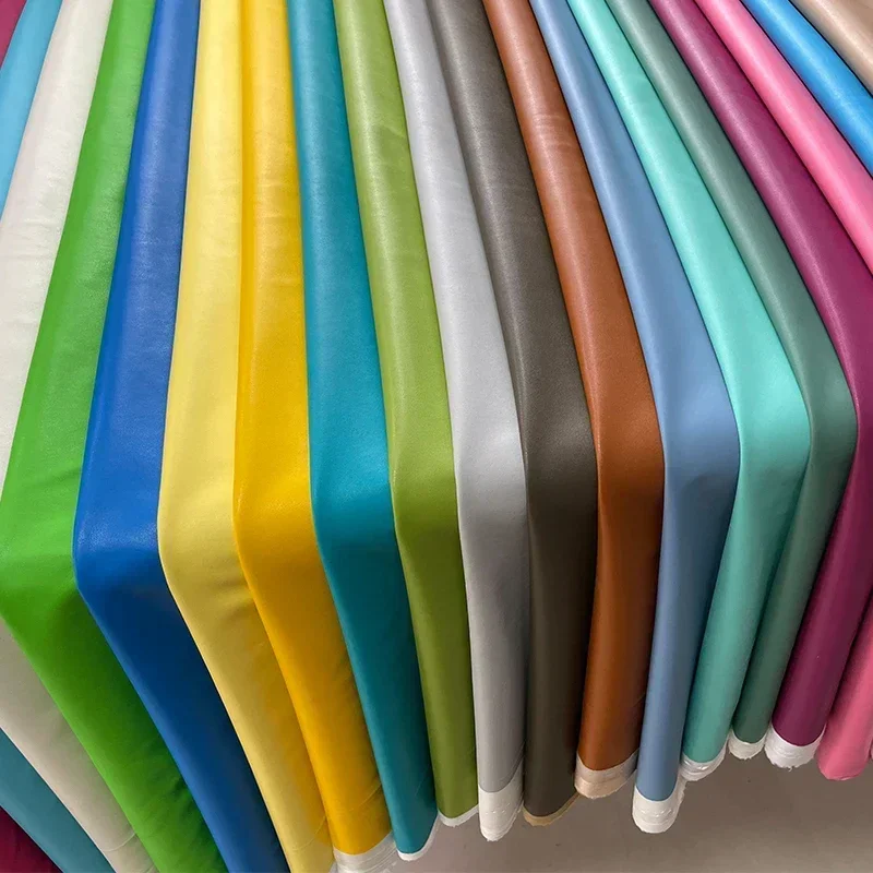

Elastic Soft Fake Leather Fabric By The Meter for Clothing Bag Diy Upholstery Sewing Synthetic Pu Cloth Plain Silver Blue Yellow