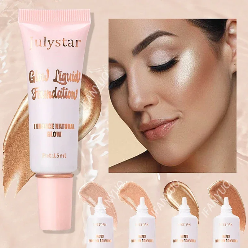 Liquid Pearlescent Foundation High Coverage Concealer 3D Contour Shadow Waterproof Lasting Brighten Shiny Face Body Highlighter