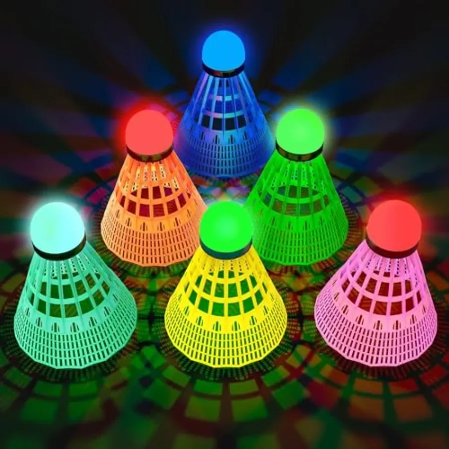

Glow in The Dark Badminton Birdies 6 PCS, 360° Nylon LED Badminton Shuttlecocks for Family Backyards Practice, Long Lasting Lig