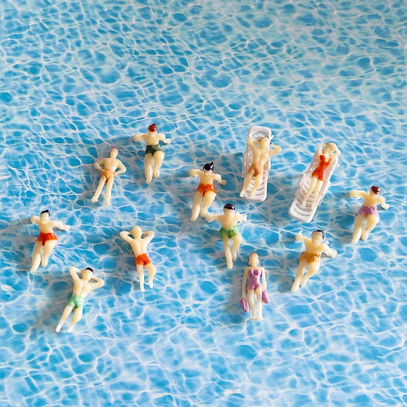 Kits de modèles 1:150 1:100, Mini personnes de natation, Micro scène, matériaux de personnages, accessoires de Diorama de paysage, 20 pièces/lot