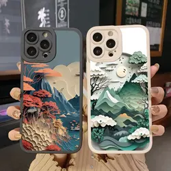 Landscape Printing Phone Case For iPhone 14 11 12 13 Pro Max 7 8 Plus SE 2020 XS X XR Creative Mountains Soft Silicone Covers
