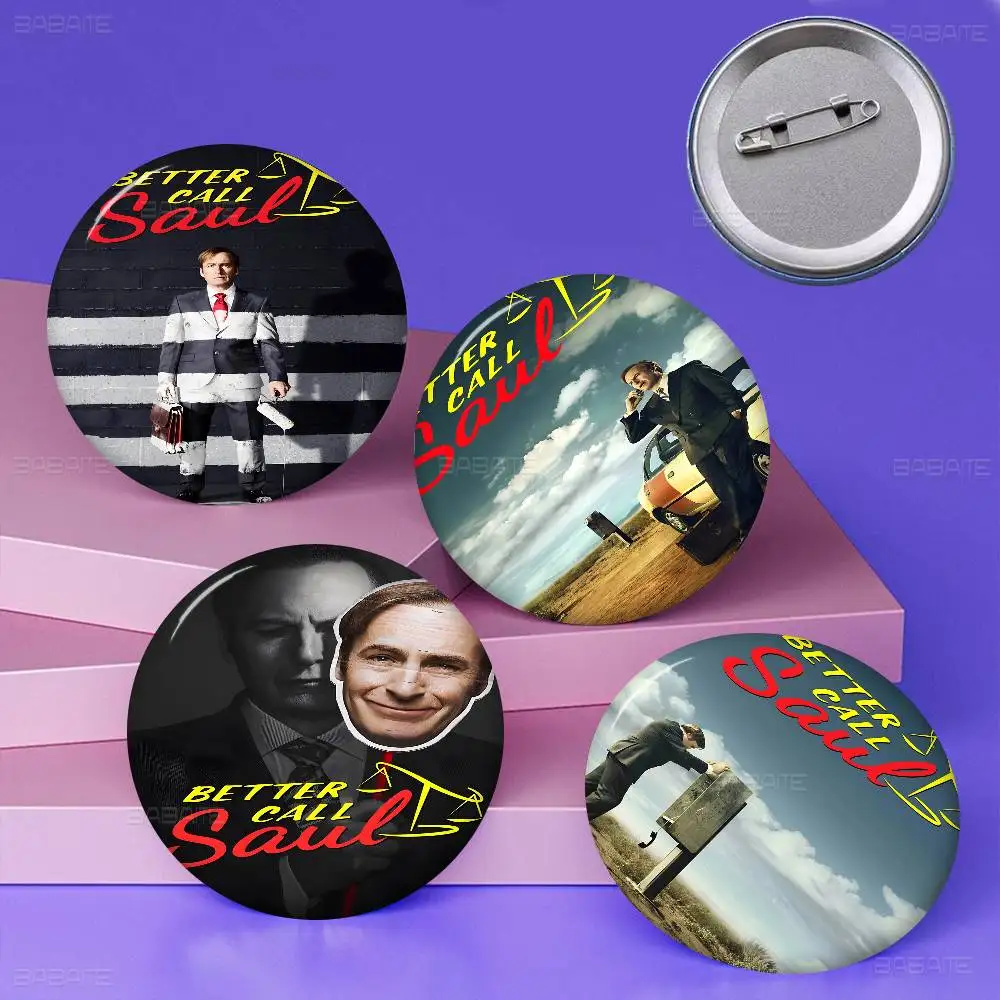 Better Call Saul TV Series 58mm Cute Anime Figure Icon Badge Handmade Tinplate Brooch for Backpack Clothes Chest Ornament Gifts